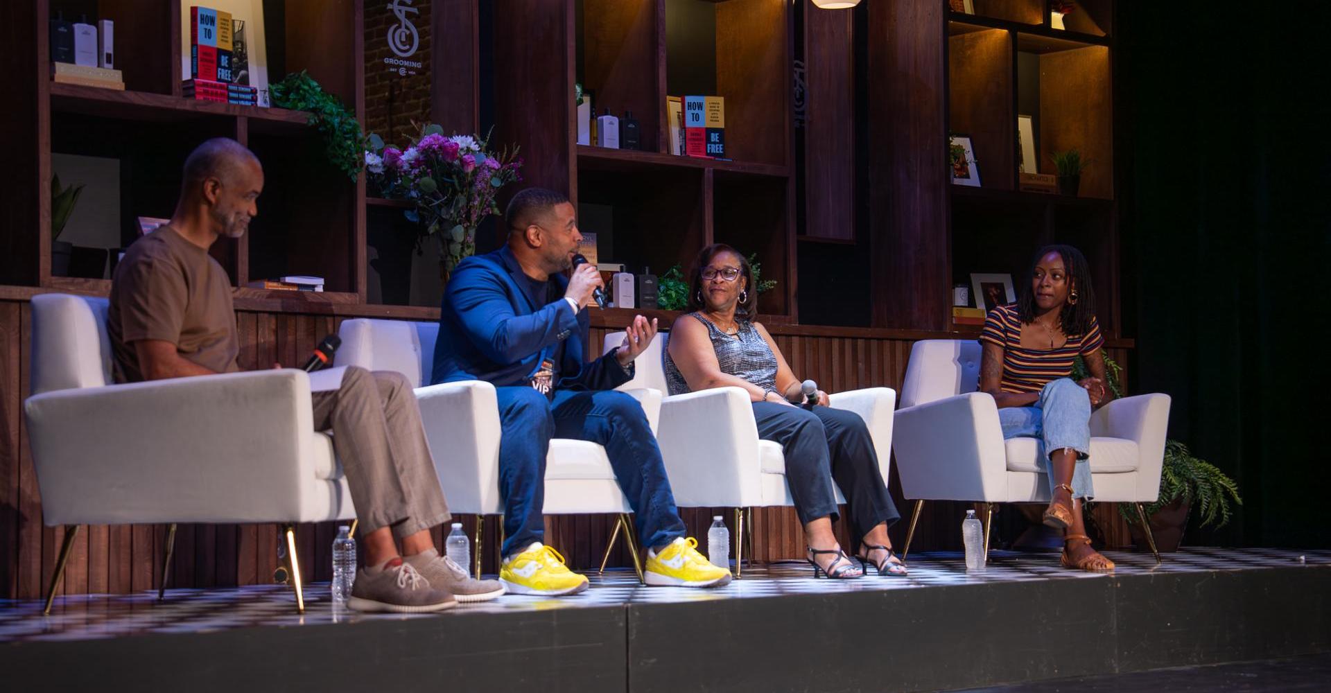 Community gathering celebrating Black literature